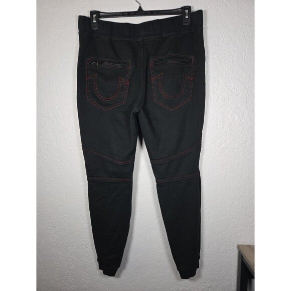 True Religion Sweatpants Mens L Black Drawstring Joggers Zipper Pockets - Picture 4 of 7